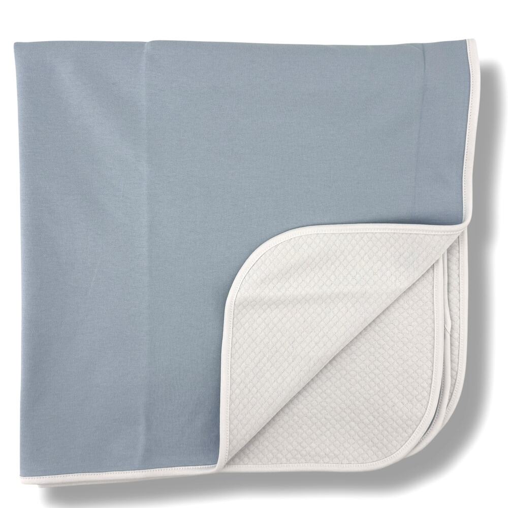 Edgehill Collection Solid Blue White Reversible Baby Boy Throw Blanket 29" X 29"